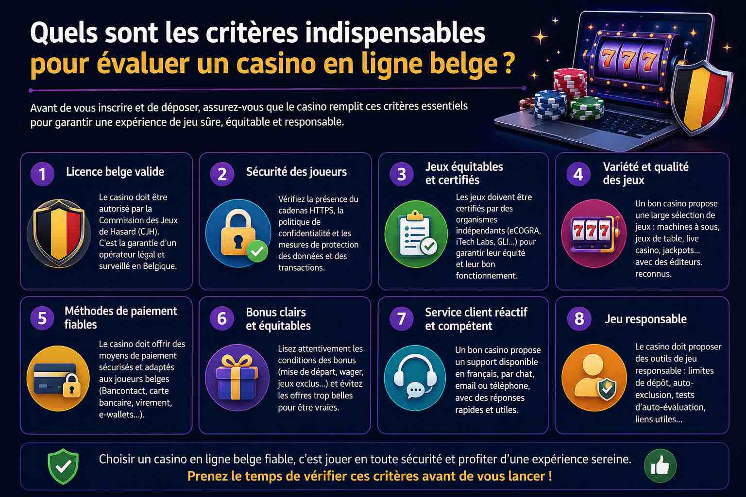 Quels sont les critères indispensables pour évaluer un casino en ligne belge